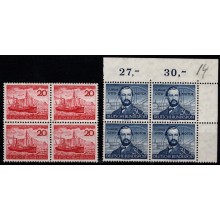 Helgolands frigivelse og Otto-Motor. Fireblokke, postfriske.